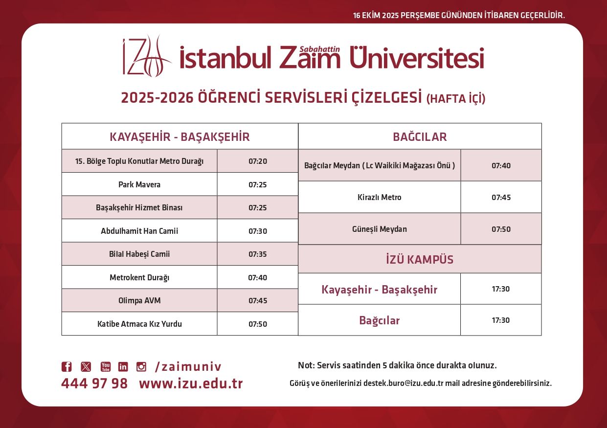 Servis Saatleri