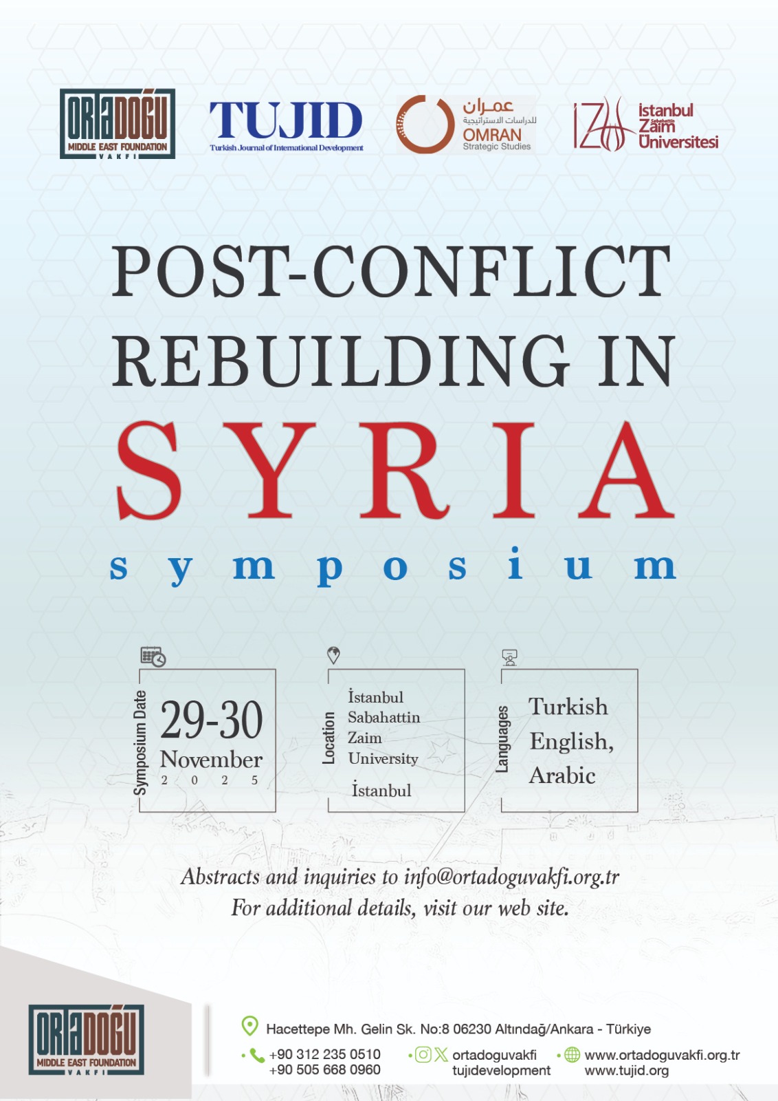 "POST-CONFLICT REBUILDING IN SYRIA" SEMPOZYUMU "POST-CONFLICT REBUILDING IN SYRIA" SEMPOZYUMU