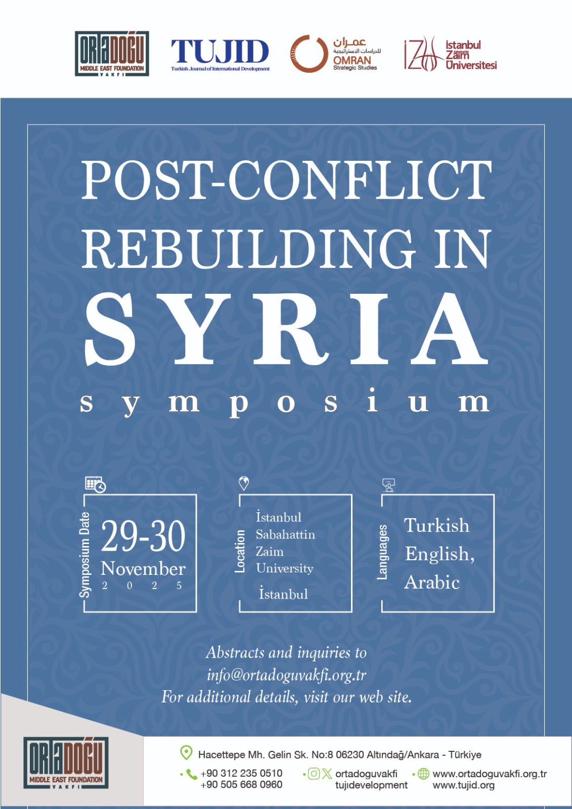 "POST-CONFLICT REBUILDING IN SYRIA" SEMPOZYUMU "POST-CONFLICT REBUILDING IN SYRIA" SEMPOZYUMU